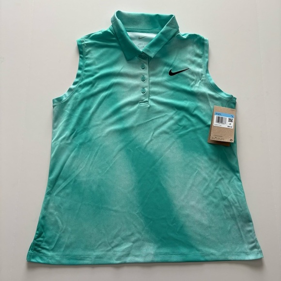Nike Tops - Women’s Nike Golf Green Sleeveless Dri-Fit Victory Printed Polo Shirt Medium NWT
